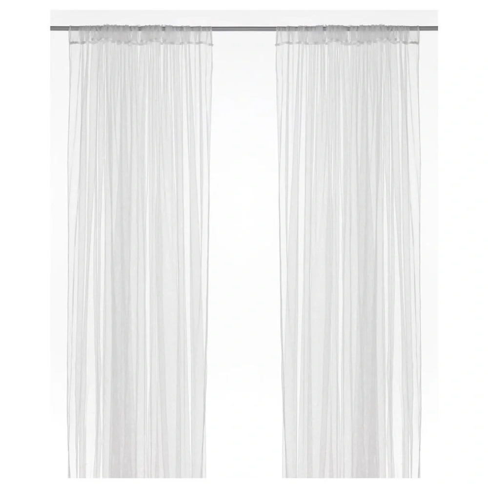 Set of 4 - Pair IKEA LILL Sheer Curtains White Mesh
